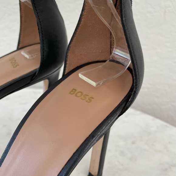 Boss Janet High-Heeled Sandals in Nappa Leather with Rhinestone Strap Size 38 - Picture 8 of 13